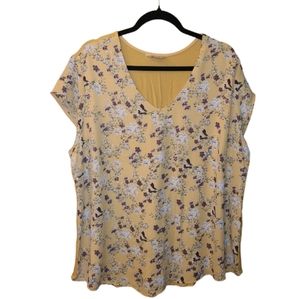 2/$35! Denver Hayes‎ Yellow Floral Short Sleeve Blouse